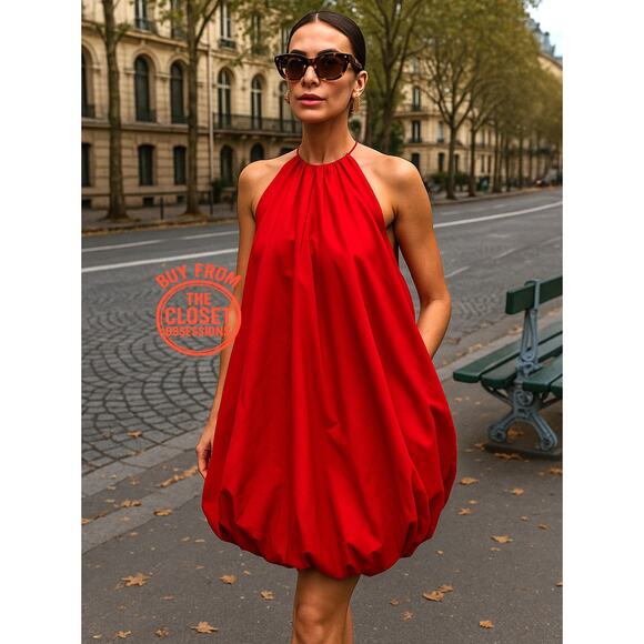 RARE!!! ZARA BLOGGER FAVE!!! Red Halter Neck Short Dress NWT ❤️ - Picture 3 of 16